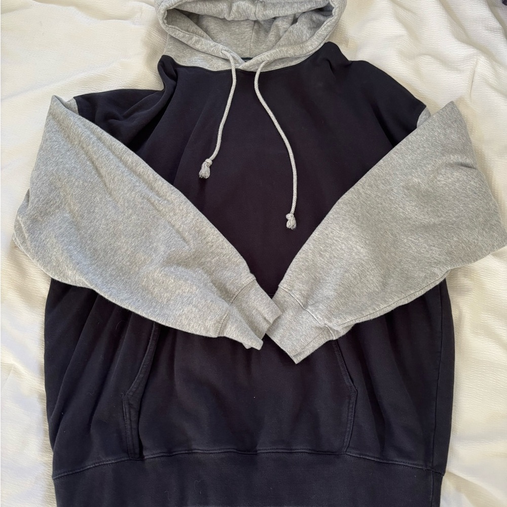 Brandy Melville Patchwork Hoodie Gray and Navy